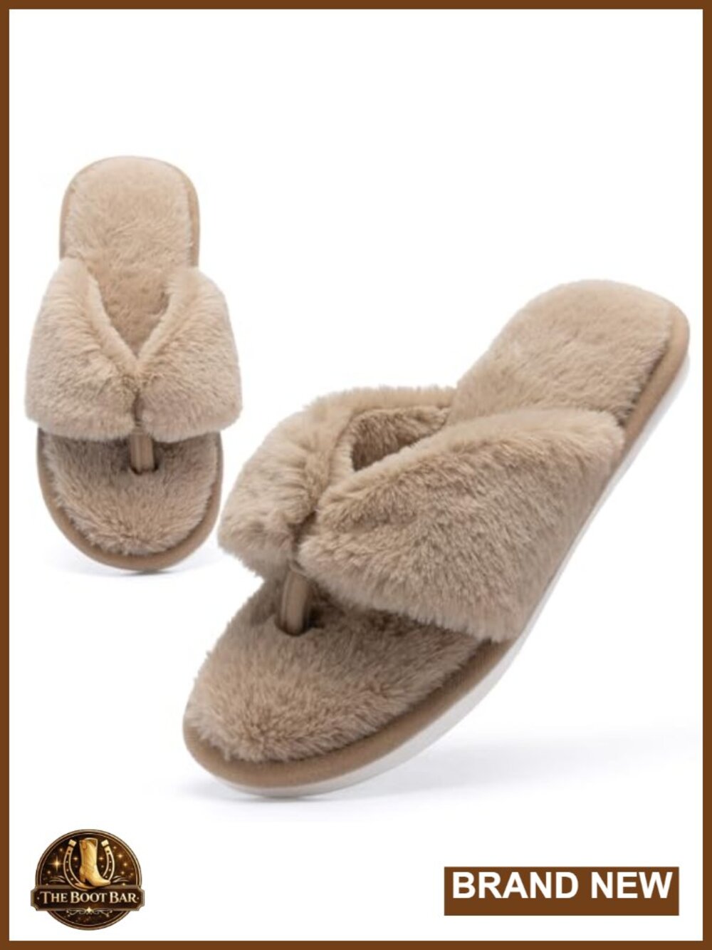Fluffy Open Toe Memory Foam Flip Flop Slippers Indoor Outdoor Slides